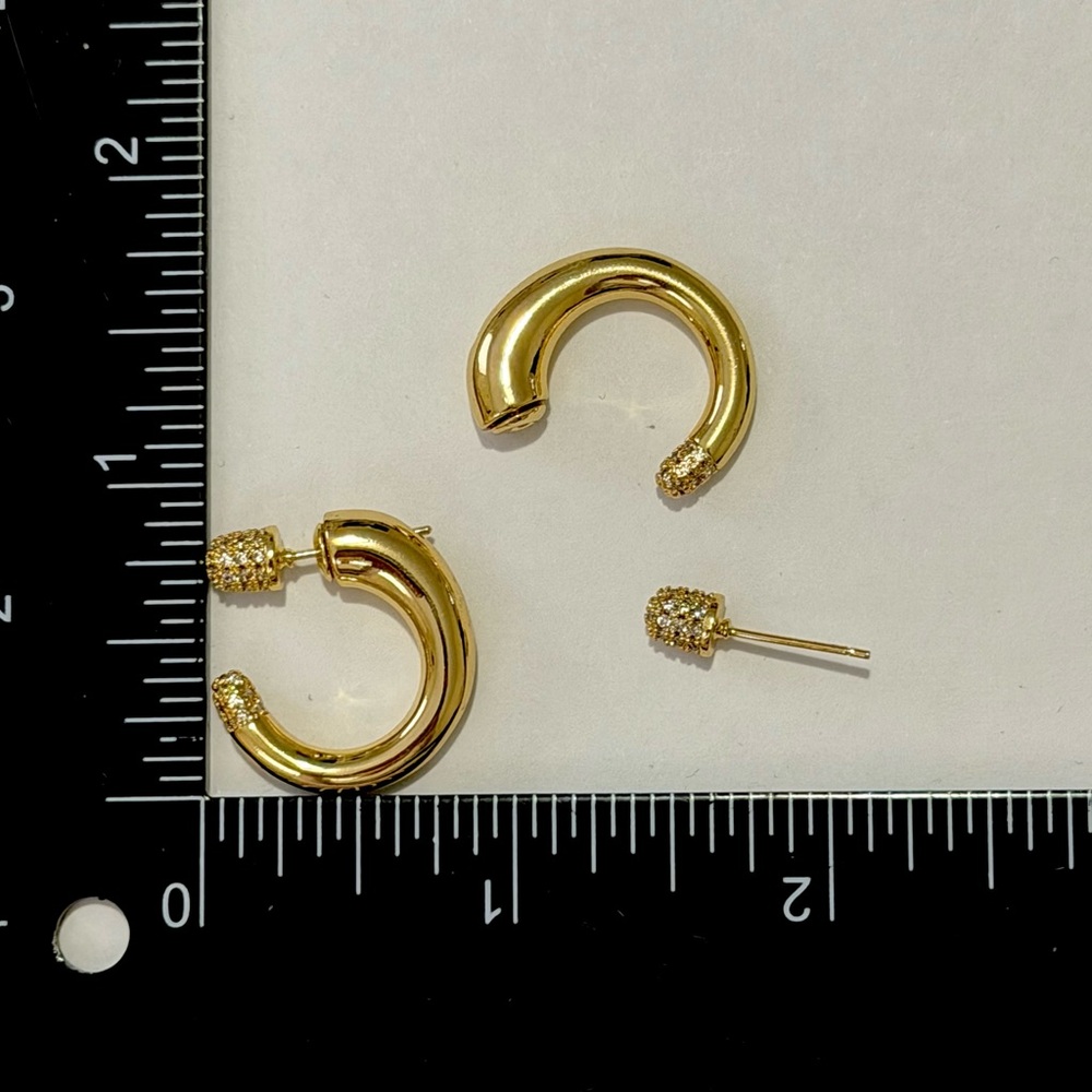 UNIQUE Pave Crystal Encrusted Front Back Earrings Gold Clear AU22